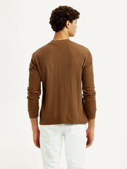 Levi's men's solid henley neck T-shirt shown from the back, in a casual fit with long sleeves and a classic Henley neckline.