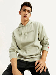 Men's Typography Beige Hooded Sweatshirt