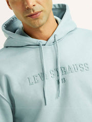 Men'S Brand Logo Light Blue Hooded Sweatshirt