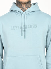 Men'S Brand Logo Light Blue Hooded Sweatshirt