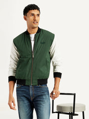 Men'S Colorblock Green Bomber Jacket