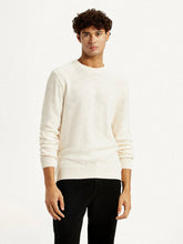 Men'S Self Design Off White Crew Neck Sweater