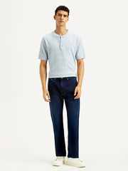 Levis men's jeans 001H9-0122 with classic fit and dark wash, front view showing denim fabric and stitching details.
