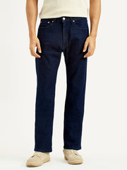 Levi's men's regular fit blue jeans with classic five-pocket design, front view showing denim fabric and stitching details.