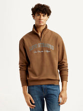 Levis men's typography regular fit sweatshirt, winterwear pullover with bold printed design, shown on a model.