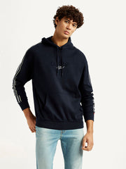 Men'S Graphic Black Hooded Sweatshirt