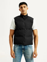 Men'S Solid Black Puffer Jacket