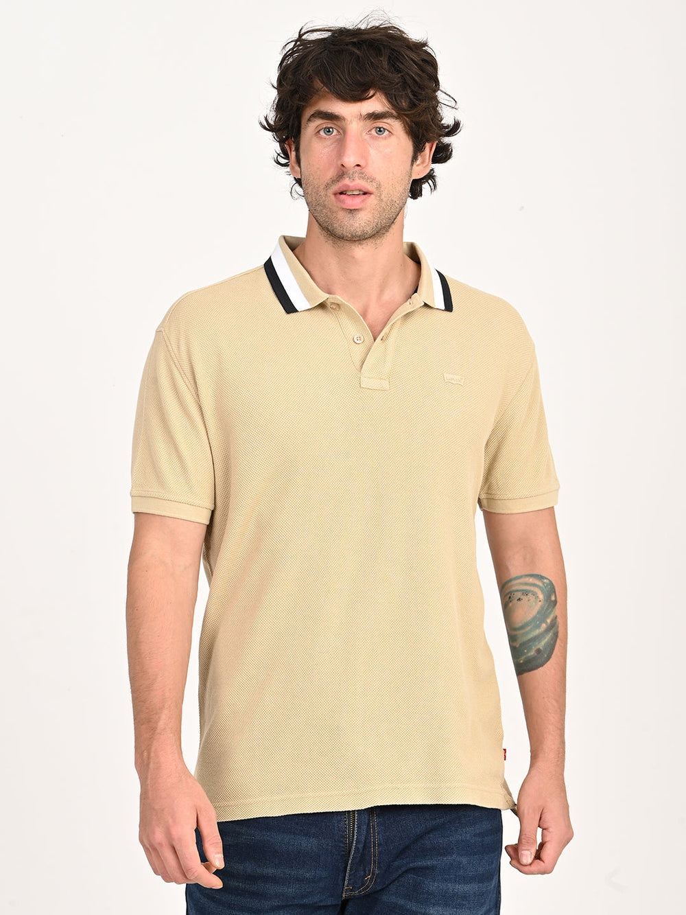 Men'S Solid Beige Slim Fit Polo T-Shirt - Goyalsons ShopMax