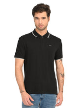Men'S Self Design Black Slim Fit Polo T-Shirt - Goyalsons ShopMax