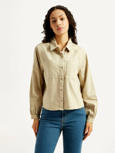 Women'S Solid Spread Collar Denim Shirt