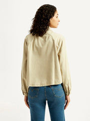 Women'S Solid Spread Collar Denim Shirt