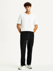 Men'S Black Relaxed Straight Fit Mid Rise Corduroy Chinos