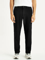 Men'S Black Relaxed Straight Fit Mid Rise Corduroy Chinos