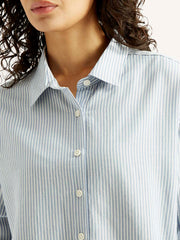 Women'S Striped Slim Fit Linen Shirt