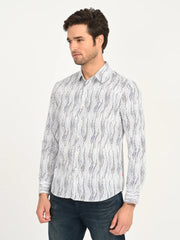 Men'S Abstract White Slim Fit Shirt