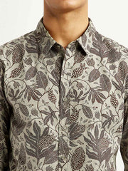 Men'S Printed Khaki Slim Fit Shirt - Goyalsons ShopMax