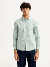 Men'S Abstract Light Green Slim Fit Shirt - Goyalsons ShopMax