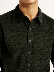 Men'S Jacquard Print Slim Fit Corduroy Shirt