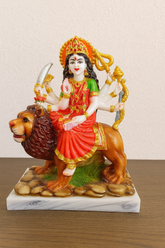Powerful Goddess Durga Maa On Lion Statue