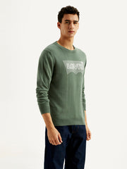 Men'S Brand Logo Sage Crew Neck Sweater