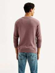 Men'S Brand Logo Mauve Crew Neck Sweater