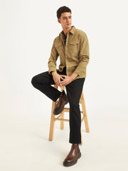 Men'S Solid Slim Fit Denim Shirt