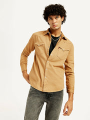 Men'S Solid Overdyed Slim Fit Shirt