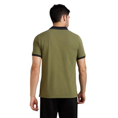Skechers men's contrast zipper polo shirt with long sleeves, white and navy color blocking, and a front zipper detail.