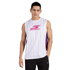 Skechers Men Basketball Striper White Tank TOP