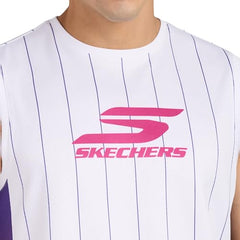 Skechers Men Basketball Striper White Tank TOP