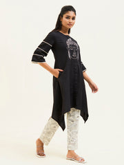 Black Buddha Embroidered Black Co-Ord Set