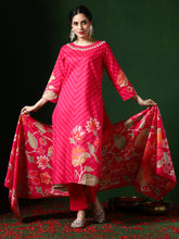Jaipur Kurti Ladies Western Kurti 3Pcs Set 1B25Kptdr007 Fuchsia