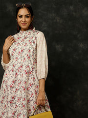 Yellow Rose Printed A-Line Kurta