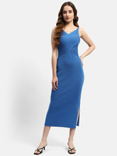 Madame V-Neck Cobalt Blue Bodycon Dress