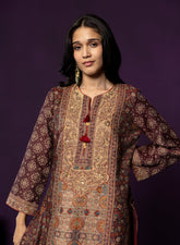 Kasturi Maroon Printed Jamawar Suit Set with Dupatta