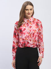 Madame Abstract Print Hot Pink Regular Top