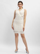 Madame Surplice Neck White Above Knee Dress
