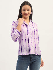 Madame Printed Full Sleeve Purple Shirt