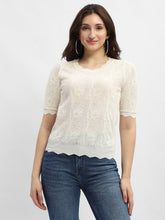 Madame Crinkled Beige Sheer Top