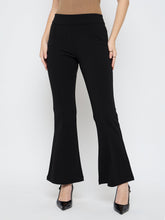 Madame Pleat Detailed Solid Black Flared Trousers