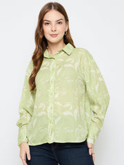 Madame Floral Print Green Shirt