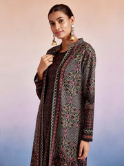 Grey Woolen Ethnic Printed Co-Ord Set