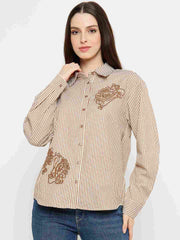 Madame Embroidered Brown Shirt