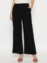 Madame Cotton Blend Black Wide Leg Trousers