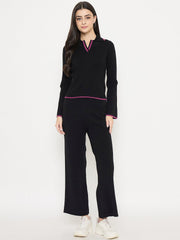 Madame Contrast Trim Black Knitted Co-Ord Set