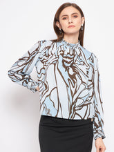 Madame Printed Floral Motif Blue Top