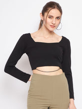 Madame Black Square Neck Top