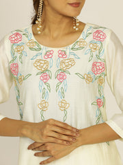 Off White Resham Embroidered Chanderi Festive Suit Set