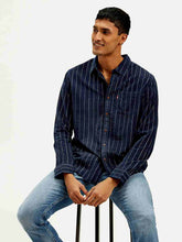 Men'S Striped Slim Fit Corduroy Shirt