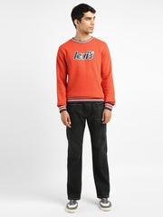 Men'S Solid Red Crew Neck Sweatshirt
